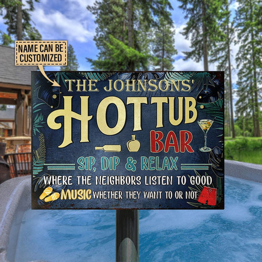 Hot Tub Bar Good Music, Outdoor Hot Tub Decor, Custom Metal Sign Home Decor