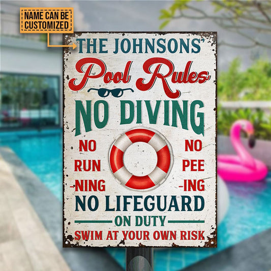 Swimming Pool Rules Swim At Your Own Risk Custom, Outdoor Pool Decor Metal Sign Home Decor