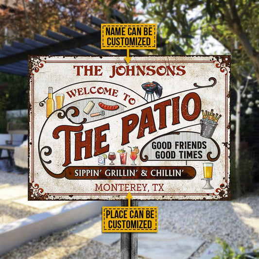 Personalized Patio Grilling Red Sippin Grillin Custom Metal Sign Home Decor