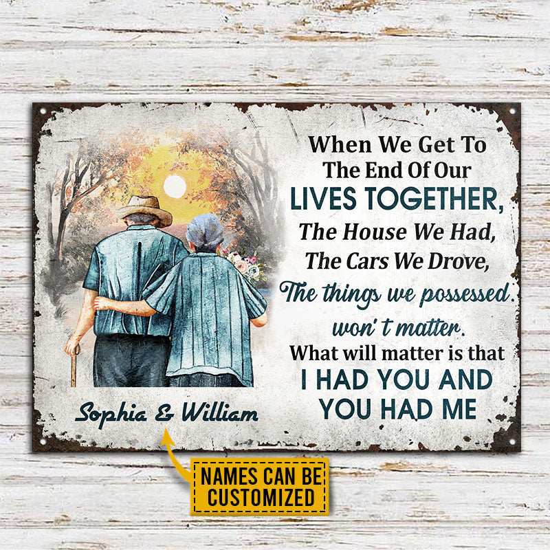 Family Old Couple When We Get Custom, Husband, Wife, Yard Sign, Anniversary Gift, Memorial Gift, Sympathy, Wall Art, Wall Decor, Grandparents Day Gifts Metal Sign Home Decor