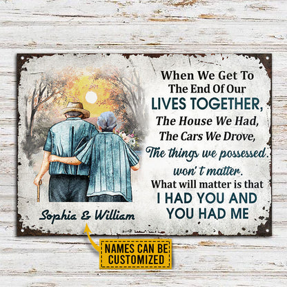 Family Old Couple When We Get Custom, Husband, Wife, Yard Sign, Anniversary Gift, Memorial Gift, Sympathy, Wall Art, Wall Decor, Grandparents Day Gifts Metal Sign Home Decor