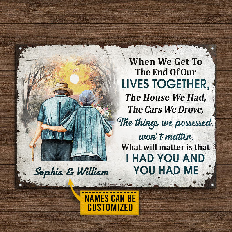 Family Old Couple When We Get Custom, Husband, Wife, Yard Sign, Anniversary Gift, Memorial Gift, Sympathy, Wall Art, Wall Decor, Grandparents Day Gifts Metal Sign Home Decor