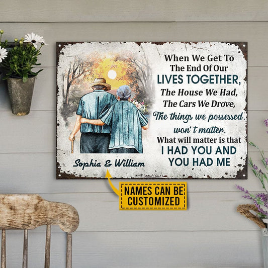 Family Old Couple When We Get Custom, Husband, Wife, Yard Sign, Anniversary Gift, Memorial Gift, Sympathy, Wall Art, Wall Decor, Grandparents Day Gifts Metal Sign Home Decor