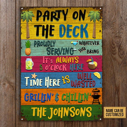 Deck Party Proudly Custom, Deck Decoration, Outdoor Decorating Ideas Metal Sign Home Decor