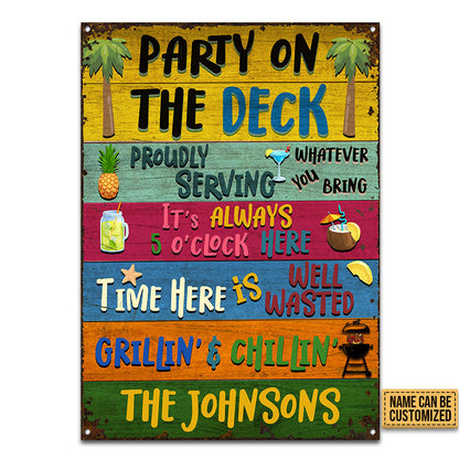 Deck Party Proudly Custom, Deck Decoration, Outdoor Decorating Ideas Metal Sign Home Decor
