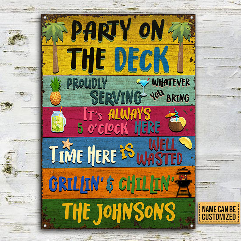 Deck Party Proudly Custom, Deck Decoration, Outdoor Decorating Ideas Metal Sign Home Decor