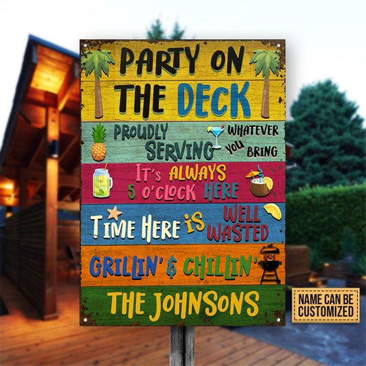 Deck Party Proudly Custom, Deck Decoration, Outdoor Decorating Ideas Metal Sign Home Decor
