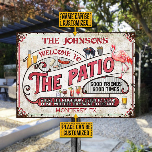 Personalized Patio Grilling Flamingo Listen To The Good Music Custom Metal Sign Home Decor
