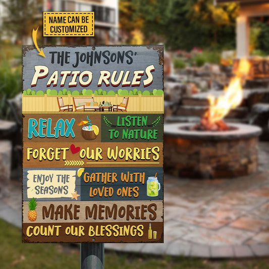 Patio Rules Make Memories, Outdoor Patio Decor, Custom Metal Sign Home Decor