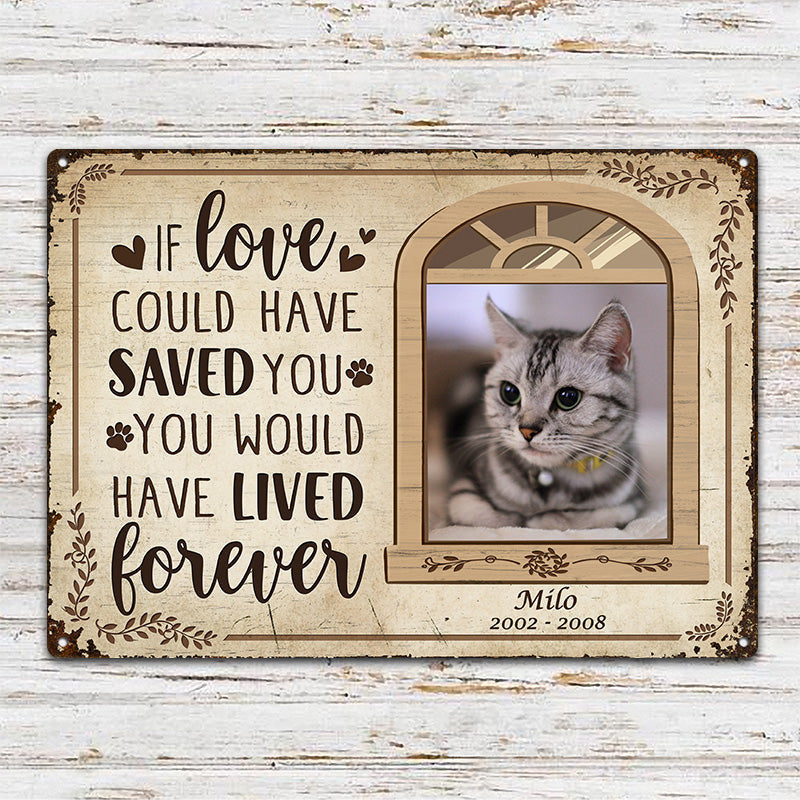 Custom Photo If Love Could Have Saved You Here Cat Lovers Dog Lovers - Pet Memorial Gift - Personalized Custom Classis Metal Signs Metal Sign Home Decor