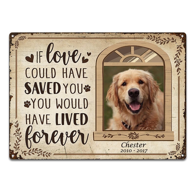Custom Photo If Love Could Have Saved You Here Cat Lovers Dog Lovers - Pet Memorial Gift - Personalized Custom Classis Metal Signs Metal Sign Home Decor
