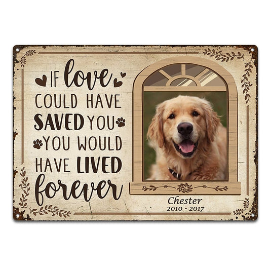 Custom Photo If Love Could Have Saved You Here Cat Lovers Dog Lovers - Pet Memorial Gift - Personalized Custom Classis Metal Signs Metal Sign Home Decor