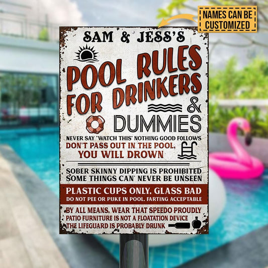 Swimming Pool Rules Custom, Pool Decoration, Outdoor Decorating Ideas Metal Sign Home Decor