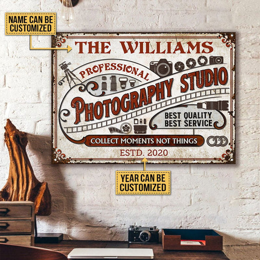 Personalized Photography Studio Sign Collect Moments Not Things Customized Metal Sign Home Decor