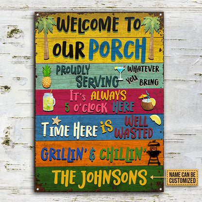 Personalized Porch Welcome Grilling Chilling Custom Metal Sign Home Decor