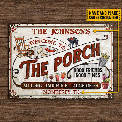 Personalized Porch Red Sit Long Talk Much Custom Metal Sign Home Decor