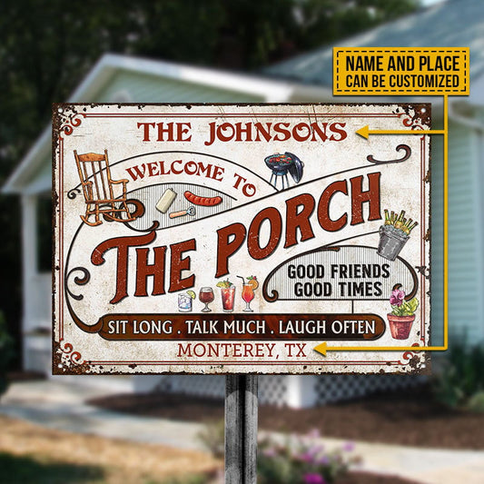 Personalized Porch Red Sit Long Talk Much Custom Metal Sign Home Decor
