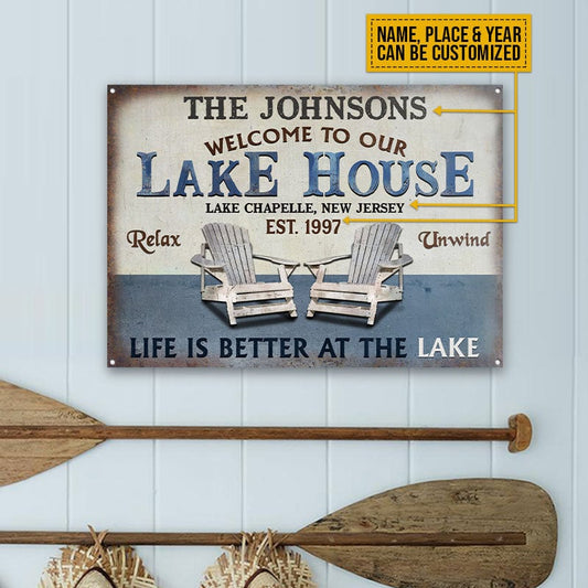 Personalized Lake House Life Is Better Customized Metal Sign Home Decor