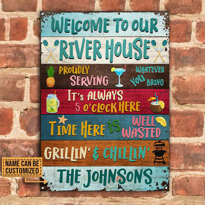 Welcome To The River House Custom, Wall Art Decor Metal Sign Home Decor