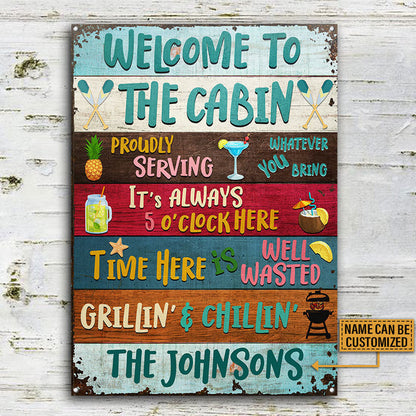 Welcome To The Cabin Custom, Wall Art Decor, Wooden Style Cabin Sign Metal Sign Home Decor