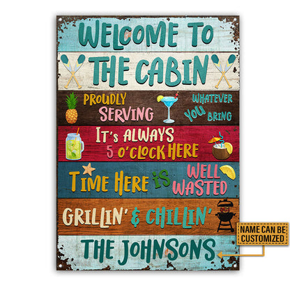 Welcome To The Cabin Custom, Wall Art Decor, Wooden Style Cabin Sign Metal Sign Home Decor