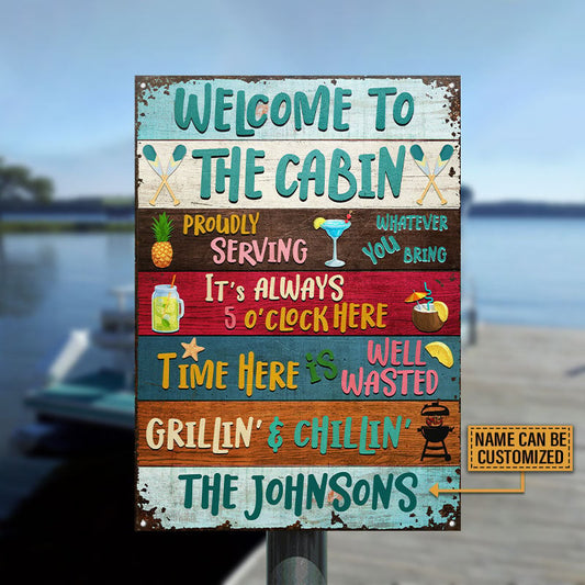 Welcome To The Cabin Custom, Wall Art Decor, Wooden Style Cabin Sign Metal Sign Home Decor