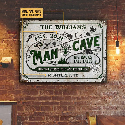 Personalized Hunting Man Cave Big Racks Custom Metal Sign Home Decor