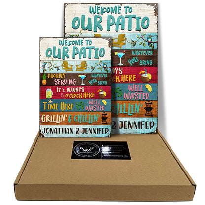 Welcome To Our Patio It's 5 O' Clock - Patio Outside Decor - Personalized Custom Metal Sign Home Decor