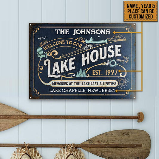 Personalized Lake Vintage Memories At The Lake Customized Metal Sign Home Decor