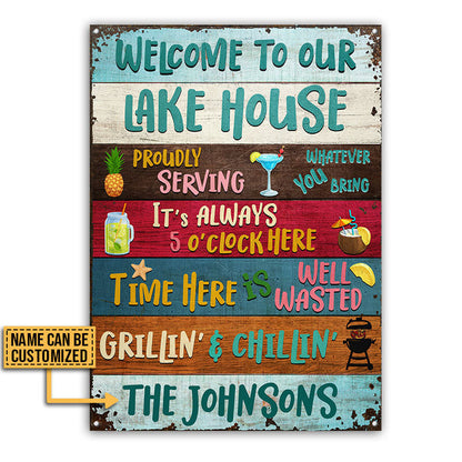 Lake House Proudly Serving Whatever Custom Metal Sign Home Decor