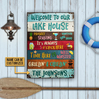 Lake House Proudly Serving Whatever Custom Metal Sign Home Decor