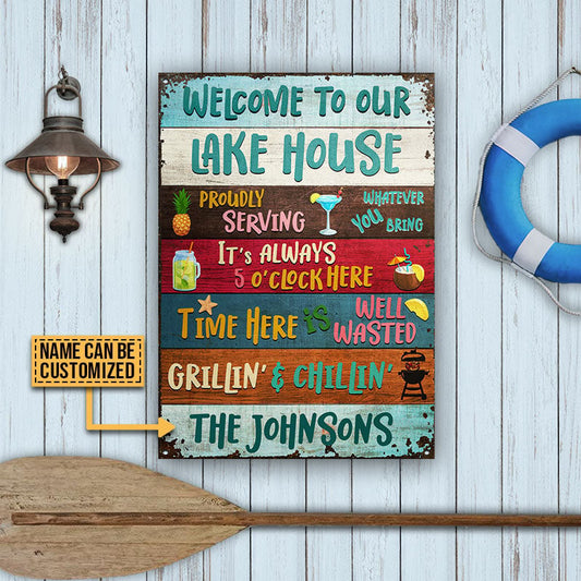 Lake House Proudly Serving Whatever Custom Metal Sign Home Decor