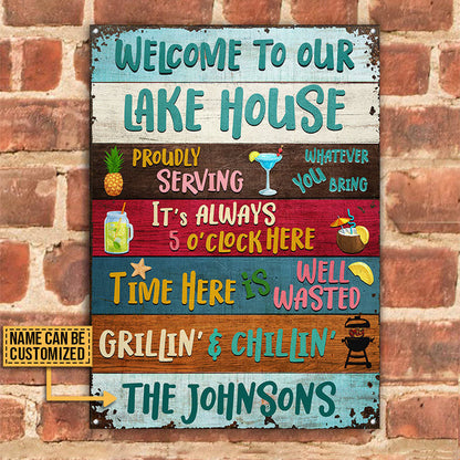 Lake House Proudly Serving Whatever Custom Metal Sign Home Decor