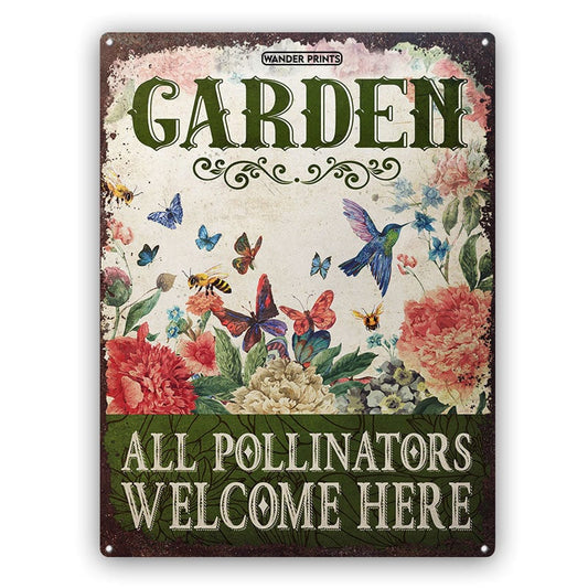 Angel N Heaven Gardener Gift, Birthday Gifts For Mom, Mom, Grandma, Grandpa Who Love Garden - Pollinators Welcome Garden Sign Unique House Warming Gift For Gardening Lovers, Rustic Metal Sign, Garden Stake, Yard Patio Outdoor Decor Metal Sign Home Decor