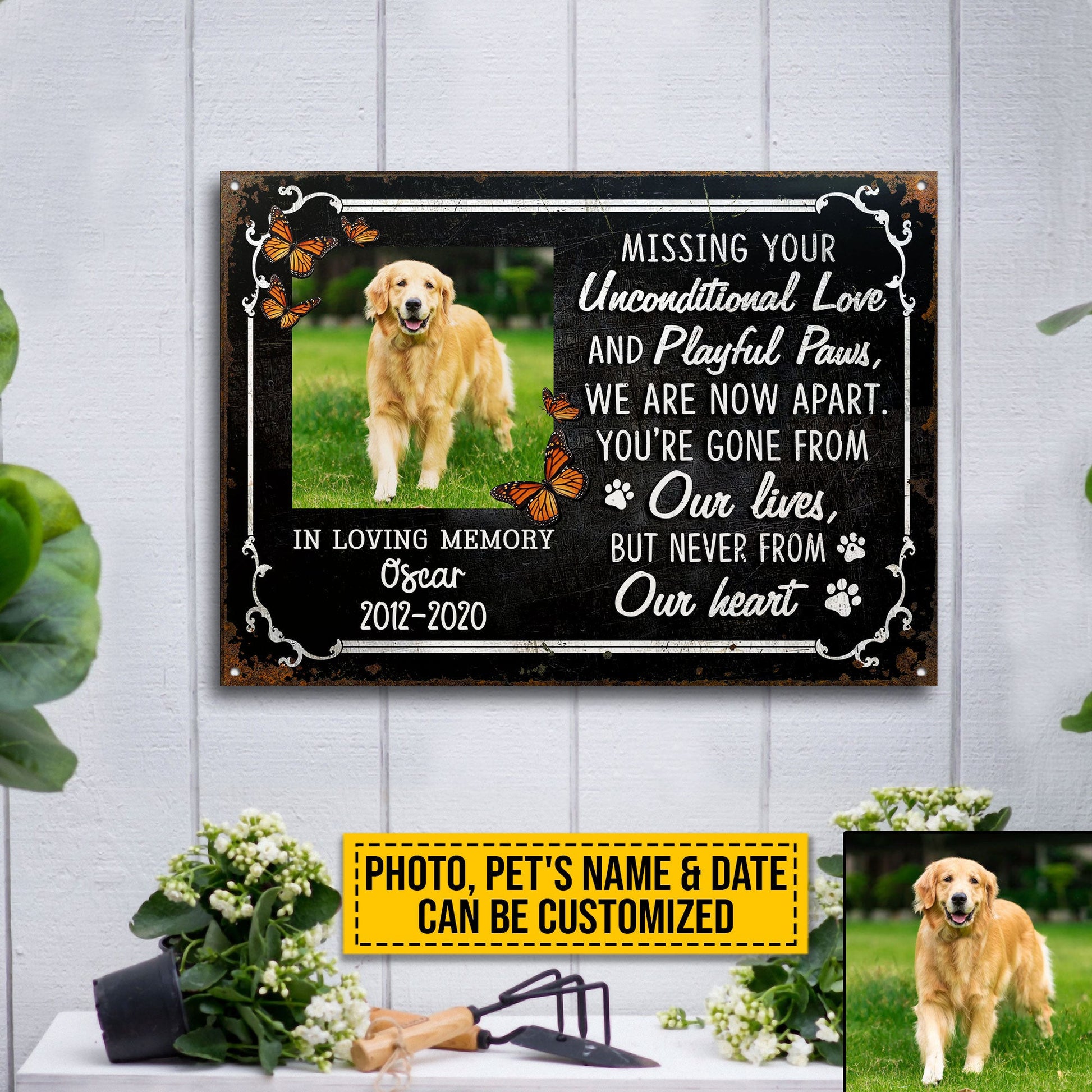 Custom Photo Dog Cat Missing Your Unconditional Love Photo Gift Pet Memorial Gift Custom, Yard Sign, Pet Loss Gifts, Pet Sympathy, Dog Loss, Cat Loss Metal Sign Home Decor