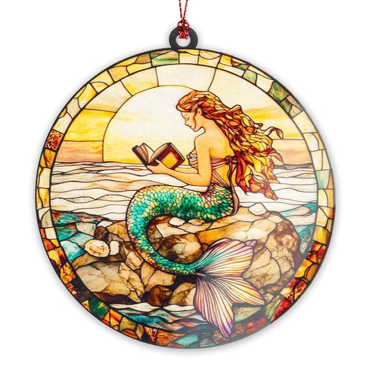 Mermaid Christmas Ornaments 2025, Mermaid Gifts for Women, Book Lover Gifts for Women, Sea Lover Ornament Hanging Decor, Fantasy Ocean Themed Ornament for Tree, Holiday Decoration Gift Idea
