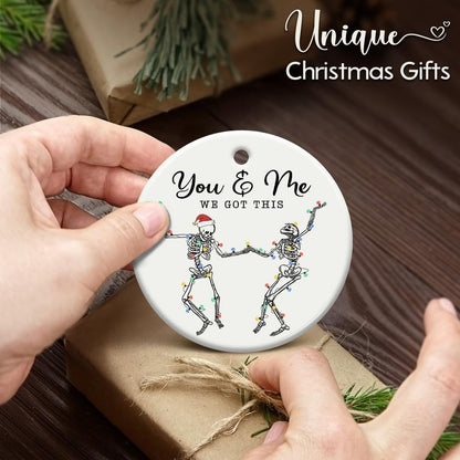 Couple, Xmas Hanging Ornaments, Dancing Skeleton Ornament on Christmas or Halloween, You & Me Gifts for Love and Friendship, Couple, or Soul Sisters