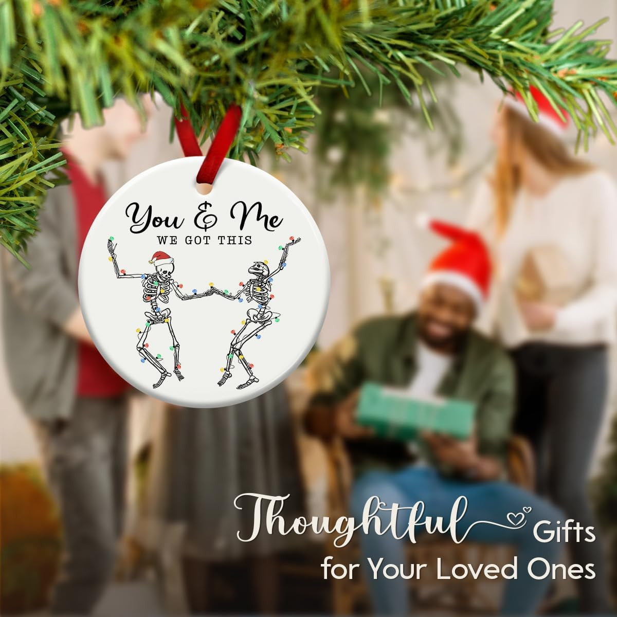 Couple, Xmas Hanging Ornaments, Dancing Skeleton Ornament on Christmas or Halloween, You & Me Gifts for Love and Friendship, Couple, or Soul Sisters