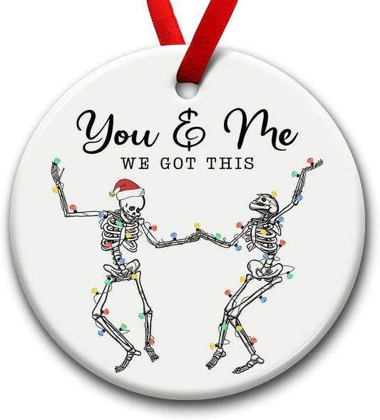 Couple, Xmas Hanging Ornaments, Dancing Skeleton Ornament on Christmas or Halloween, You & Me Gifts for Love and Friendship, Couple, or Soul Sisters