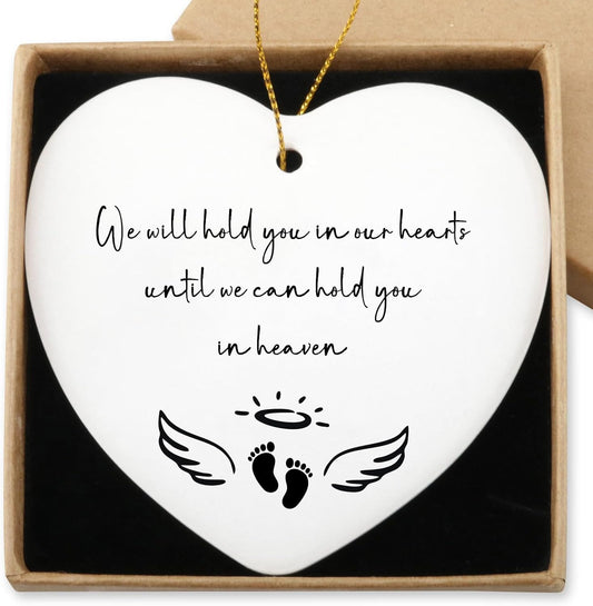 Baby Loss Gifts We Will Hold You in Our Hearts Hanging Ornament Angel Baby Memorial Gift Miscarriage Gifts for Mothers Loss of Baby Sympathy Gift Hialektur Christmas Ceramic Heart Keepsake