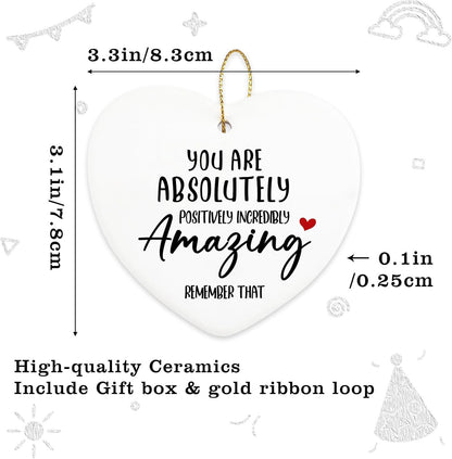 Inspirational Gifts for Women You are Amazing Hanging Ornament Ceramic Heart Keepsake Encouragement Appreciation Friendship Gifts for Coworkers Sister Thoughtful Birthday for Friends