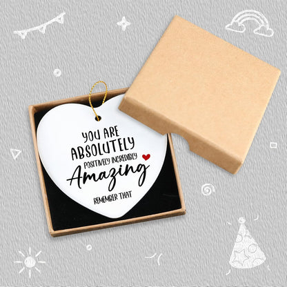 Inspirational Gifts for Women You are Amazing Hanging Ornament Ceramic Heart Keepsake Encouragement Appreciation Friendship Gifts for Coworkers Sister Thoughtful Birthday for Friends