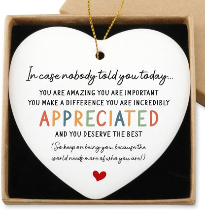 Inspirational Gifts for Women You are Amazing Hanging Ornament Ceramic Heart Keepsake Encouragement Appreciation Friendship Gifts for Coworkers Sister Thoughtful Birthday for Friends