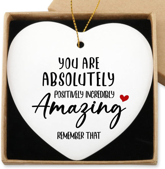 Inspirational Gifts for Women You are Amazing Hanging Ornament Ceramic Heart Keepsake Encouragement Appreciation Friendship Gifts for Coworkers Sister Thoughtful Birthday for Friends