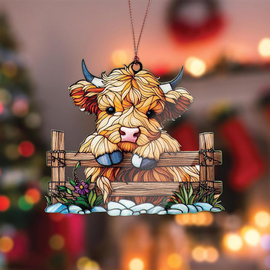 Highland Cow Christmas Ornament 2025, Highland Cow Decor, Highland Cow Gifts for Women Men, Farmhouse Tree Ornament, Farm Animal Gifts, Hanging Ornaments for Rustic Tree, Christmas Ornament Decoration