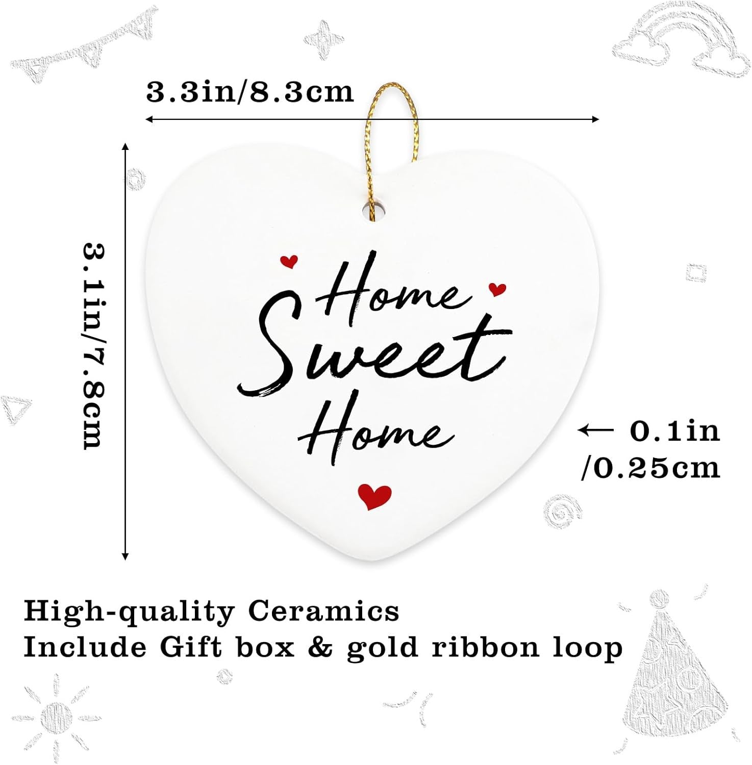 Home Sweet Home Ornament - Best New Home Couple Gifts for Housewarming - Christmas Tree Decoration Heart Ornament