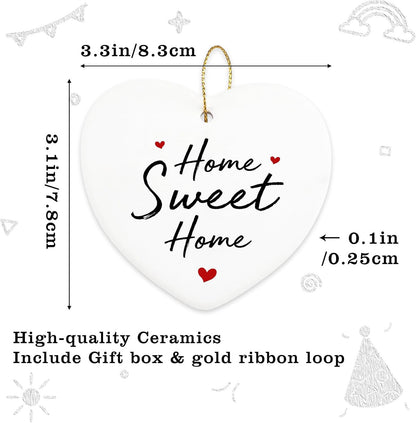 Home Sweet Home Ornament - Best New Home Couple Gifts for Housewarming - Christmas Tree Decoration Heart Ornament