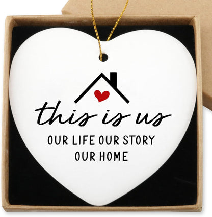 Home Sweet Home Ornament - Best New Home Couple Gifts for Housewarming - Christmas Tree Decoration Heart Ornament