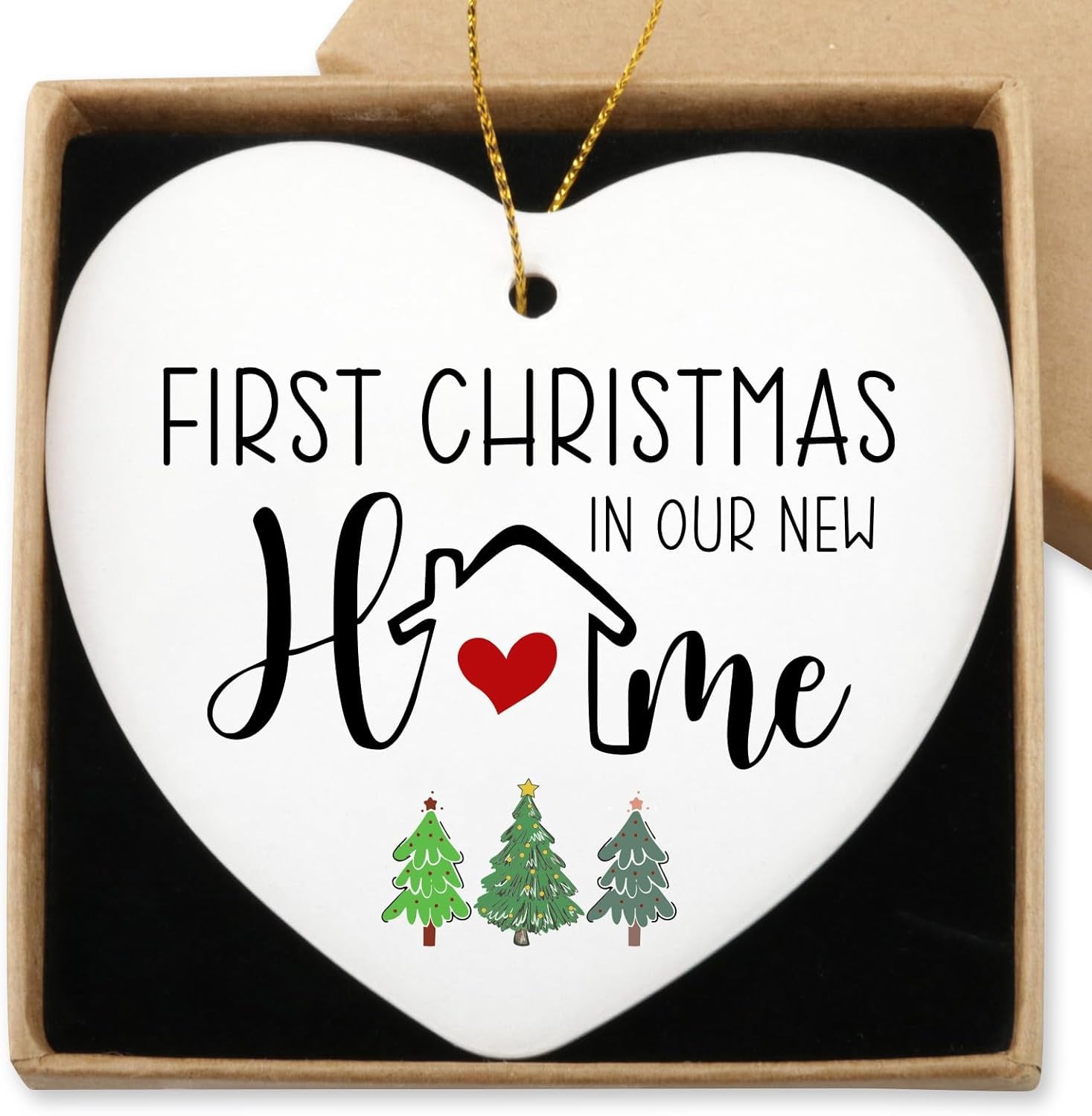 Home Sweet Home Ornament - Best New Home Couple Gifts for Housewarming - Christmas Tree Decoration Heart Ornament