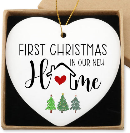 Home Sweet Home Ornament - Best New Home Couple Gifts for Housewarming - Christmas Tree Decoration Heart Ornament